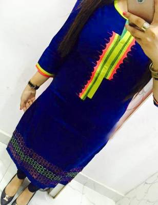 Blue embroidered stitched georgette-kurtis 1