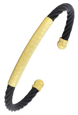 Slim smart black 18k gold plated 316l surgical stainless steel cuff kada bangle bracelet for men 1