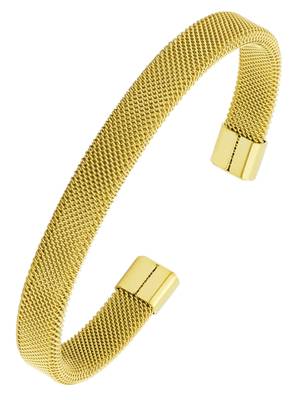Slim mesh 18k gold plated 316l surgical stainless steel free size cuff kada bangle bracelet for men 1