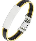 Id biker rope black 316l surgical stainless steel 18k gold plated kada bangle bracelet for men