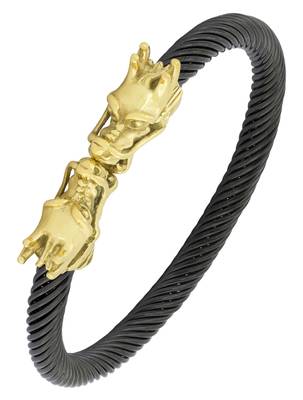 Punk lion dragon black 18k gold plated 316l surgical stainless steel cuff kada bangle bracelet men 1