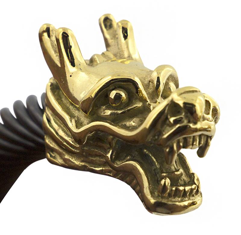 Punk lion dragon black 18k gold plated 316l surgical stainless steel cuff kada bangle bracelet men