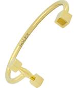 Dumbell barbell 18k gold plated 316l surgical stainless steel free size cuff kada bangle bracelet men