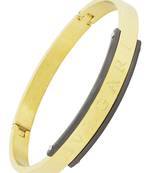 Italian designer 18k gold black plated 316l surgical stainless steel openable kada bangle bracelet men