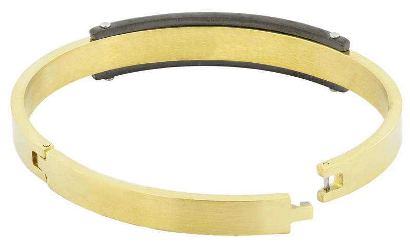 Italian designer 18k gold black plated 316l surgical stainless steel openable kada bangle bracelet men