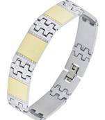 Glossy two tone 18k gold plated 316l surgical stainless steel chain bracelet for boys men