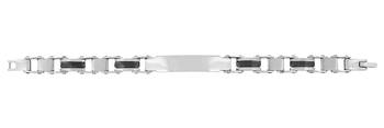 Biker id solid black accents silver plated 316l surgical stainless steel chain bracelet for men 3