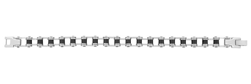 Bike motor cycle chain black accents silver plated 316l surgical stainless steel bracelet for men