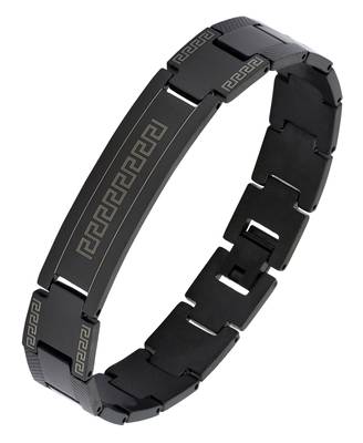 Designer id black plated 316l surgical stainless steel bracelet for boys men 1