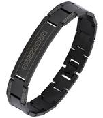 Designer id black plated 316l surgical stainless steel bracelet for boys men
