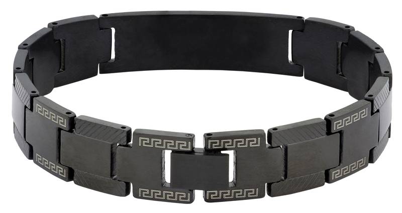 Designer id black plated 316l surgical stainless steel bracelet for boys men
