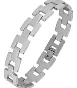 Geometric links glossy matte daily wear 316l surgical stainless steel bracelet for boys men