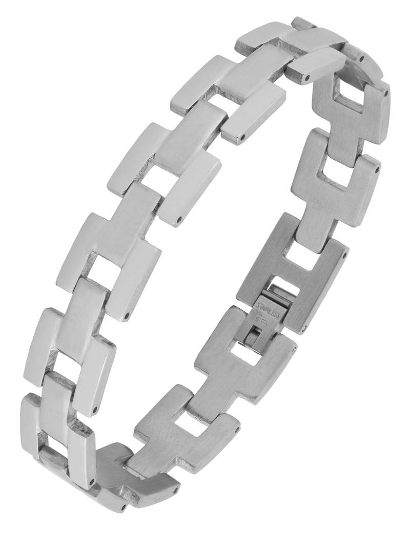 Geometric links glossy matte daily wear 316l surgical stainless steel bracelet for boys men