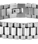Watch style glossy silver plated 316l surgical stainless steel bracelet for boys men