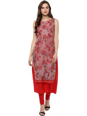 Red printed crepe stitched kurtas-and-kurtis 1