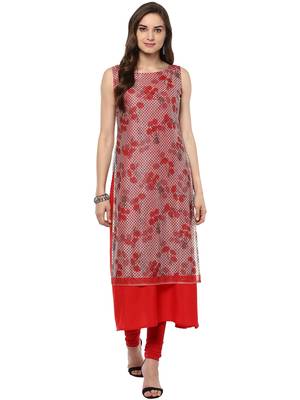 Red printed crepe stitched kurtas-and-kurtis 2