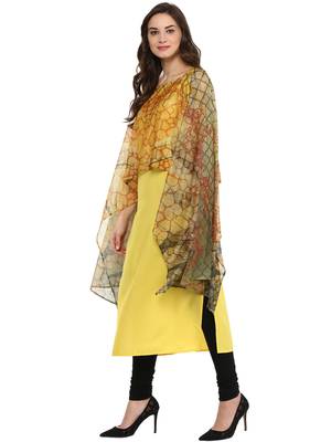 Yellow printed crepe stitched kurtas-and-kurtis 4