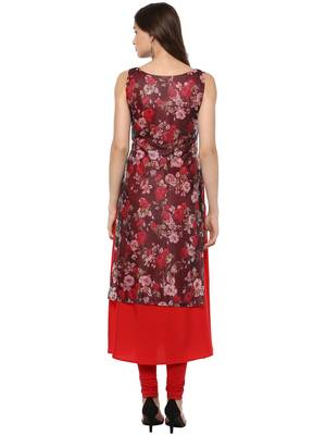 Red printed crepe stitched kurtas-and-kurtis 3