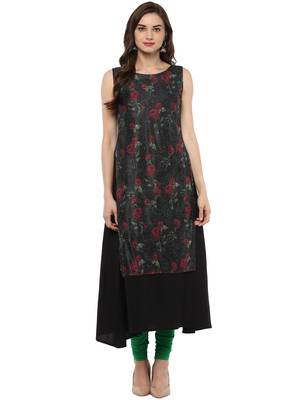 Black printed crepe stitched kurtas-and-kurtis 1