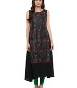Black printed crepe stitched kurtas-and-kurtis