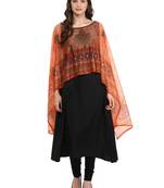 Black printed crepe stitched kurtas-and-kurtis