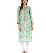 Multicolor printed chanderi stitched kurtas-and-kurtis