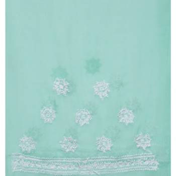 Light green embroidered georgette saree with blouse 4