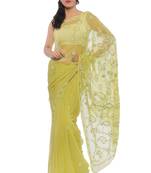 Green embroidered georgette saree with blouse