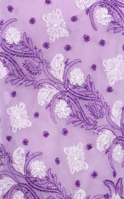Light purple embroidered georgette saree with blouse 4