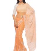 Orange embroidered georgette saree with blouse