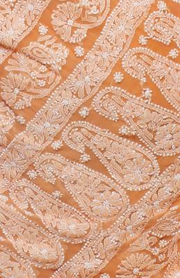 Orange embroidered georgette saree with blouse 4