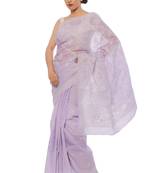 Purple embroidered cotton saree with blouse