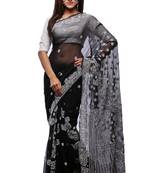 Black embroidered georgette saree with blouse