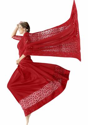 Red Embroidered Georgette Saree With Blouse 2