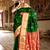 Bright green pure silk zari weaved saree with red pallu -SR5793