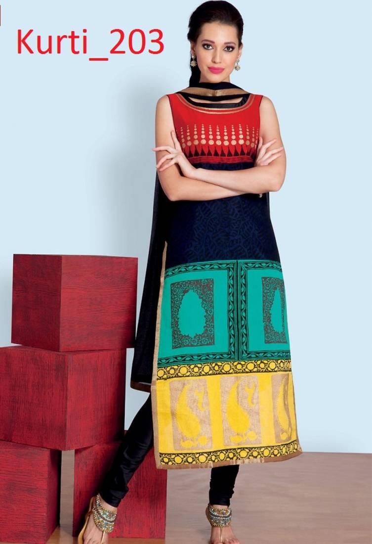 multicolor stitched taffeta silk stitched kurti