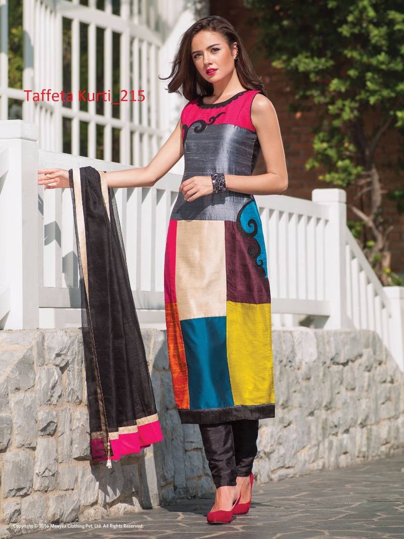 multicolor stitched taffeta silk stitched kurti