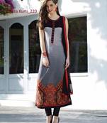 black stitched taffeta silk stitched kurti