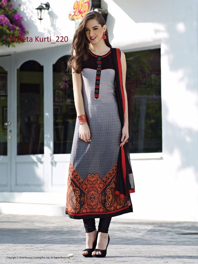 black stitched taffeta silk stitched kurti