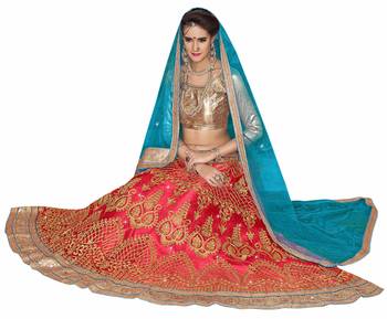 Pink Embroidered Net Lehenga With Dupatta 2
