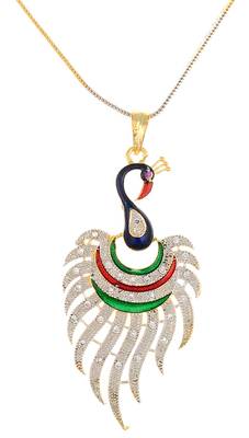 stylish American diamond Pendant set with earrings 2