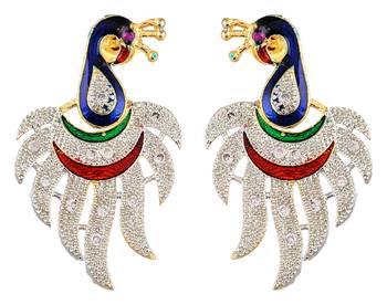 stylish American diamond Pendant set with earrings 3