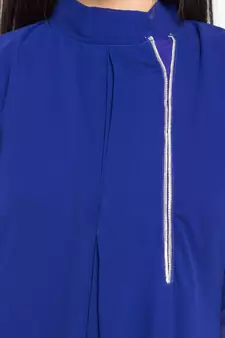 Blue Embroidered Georgette Stitched Long Kurti