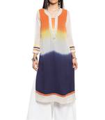 Multicolor Embroidered Georgette Stitched Long Kurti