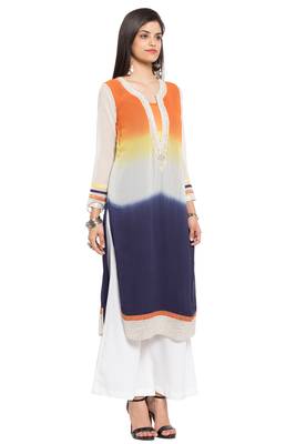 Multicolor Embroidered Georgette Stitched Long Kurti 3