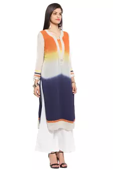 Multicolor Embroidered Georgette Stitched Long Kurti
