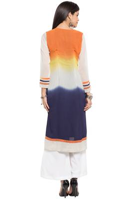 Multicolor Embroidered Georgette Stitched Long Kurti 4