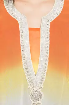 Multicolor Embroidered Georgette Stitched Long Kurti