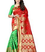Red Woven Art Silk Saree With Blouse