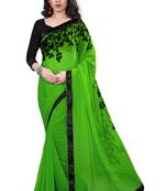 Green embroidered georgette saree with blouse
